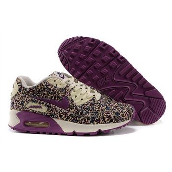 Nike Air Max 90 Womens Running Shoes Flower Purple Brown